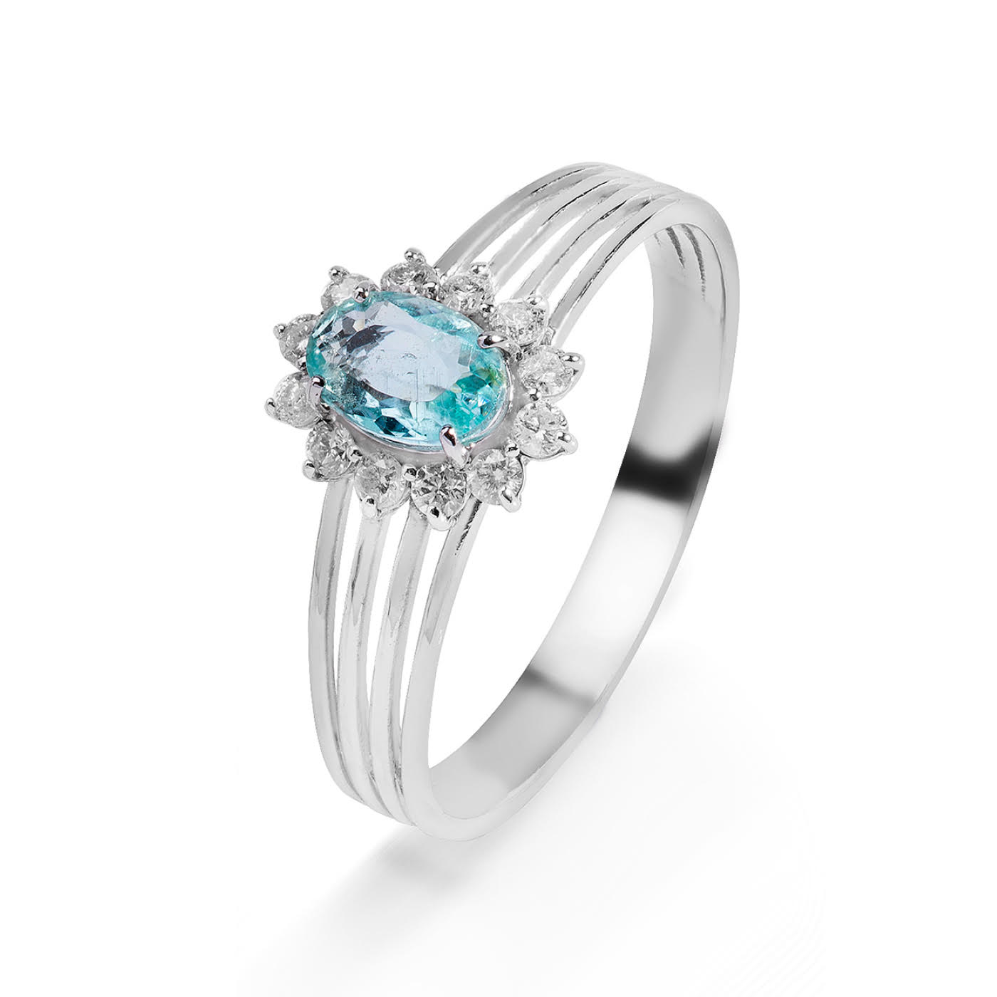 Anel de Turmalinas Paraíbas e Diamantes