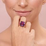 Anel Ametista E Turmalinas Rosas em Ouro Rose
