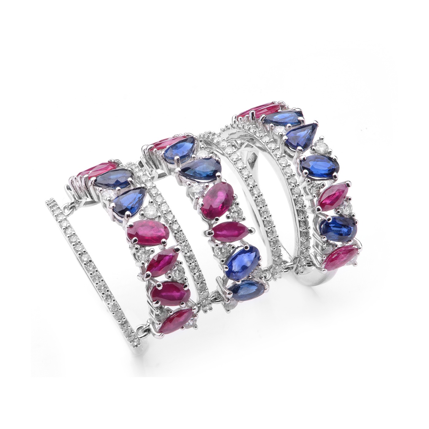 Anel de Safiras, Rubis e Diamantes