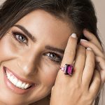 ANEL AMETISTA E TURMALINAS ROSAS em ouro rosé