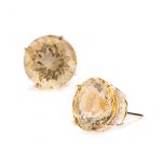 Brinco Quartzo Champagne e Diamantes em Ouro Amarelo