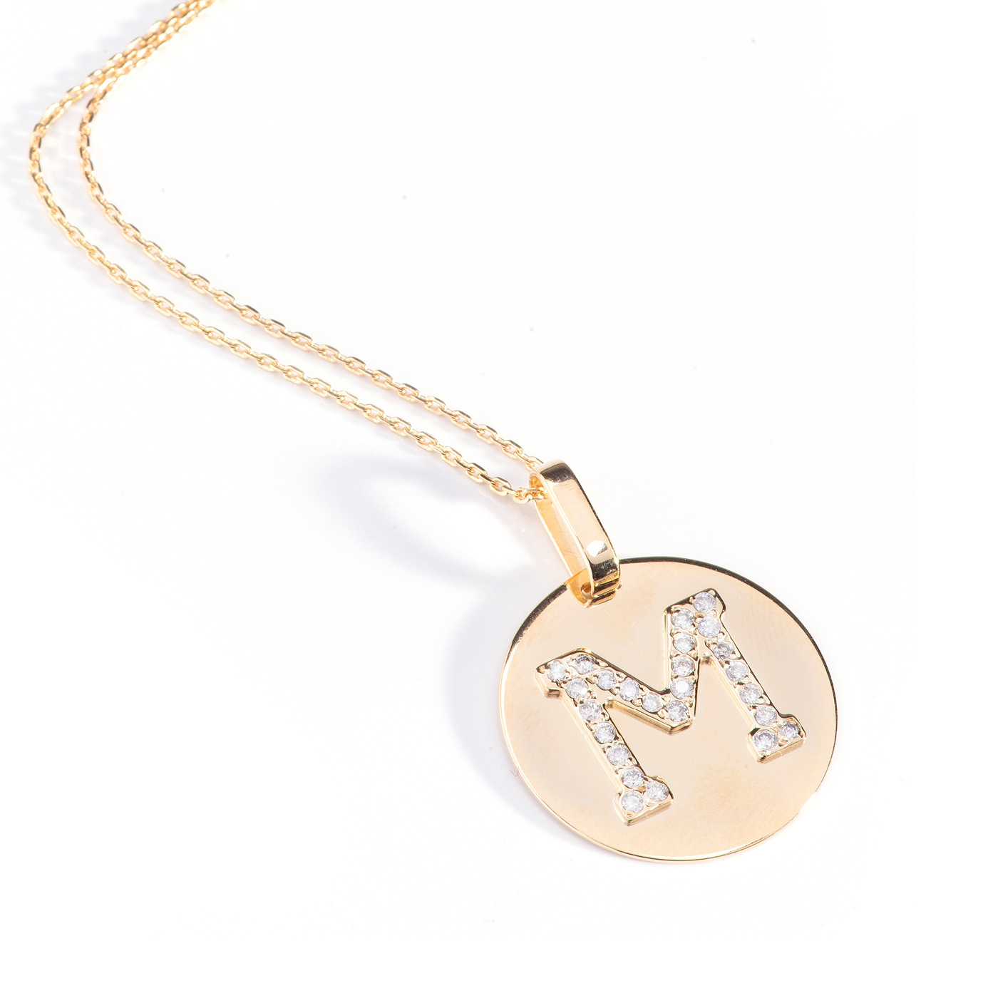 Colar medalha personalizável de ouro e diamantes