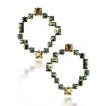 Brinco em Quartzo Oliva e Turmalinas Verdes em Ouro Branco