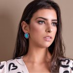 Brinco Turquesa, Ametistas e Diamantes em Ouro Amarelo