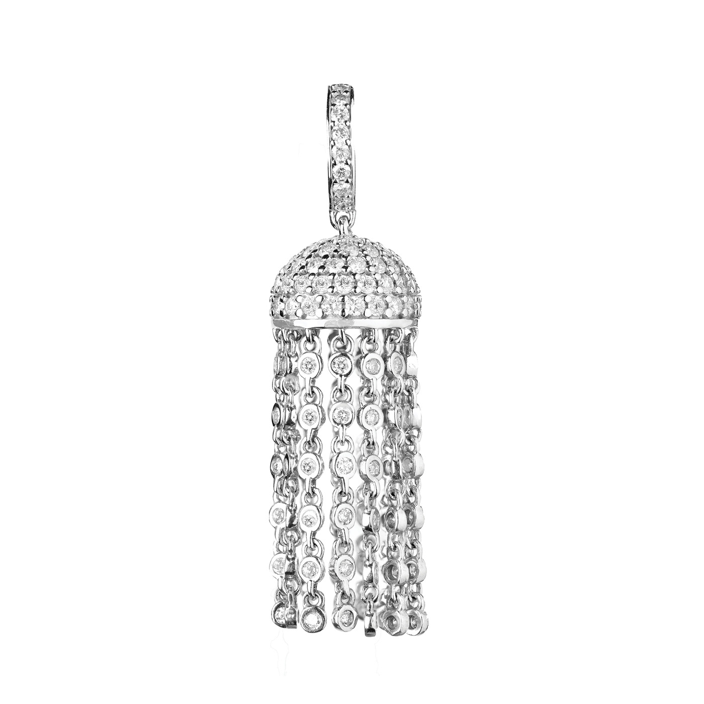 Tassel de brilhantes e diamantes em ouro branco