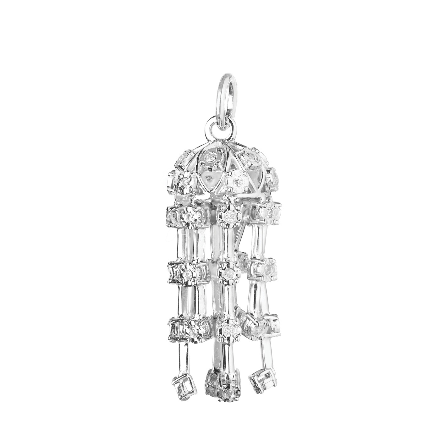 Tassel de brilhantes e diamantes em ouro branco