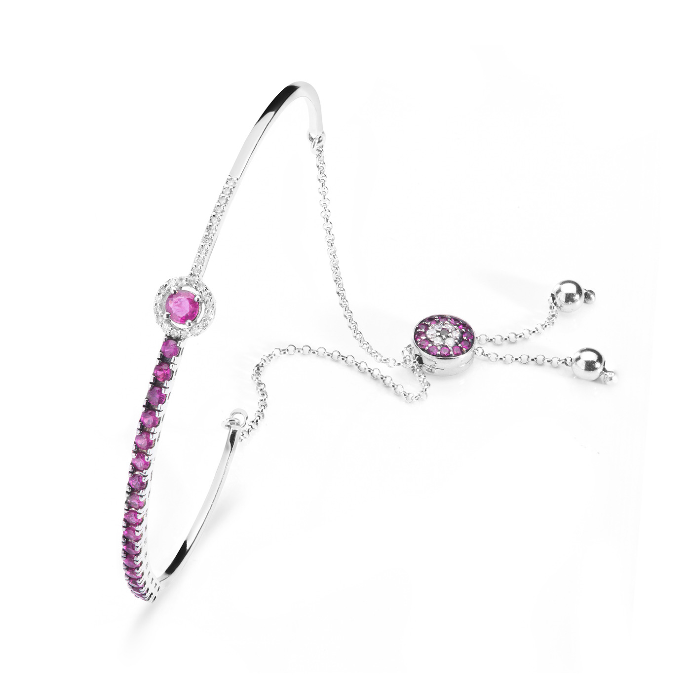Bracelete de rubis e diamantes em ouro branco
