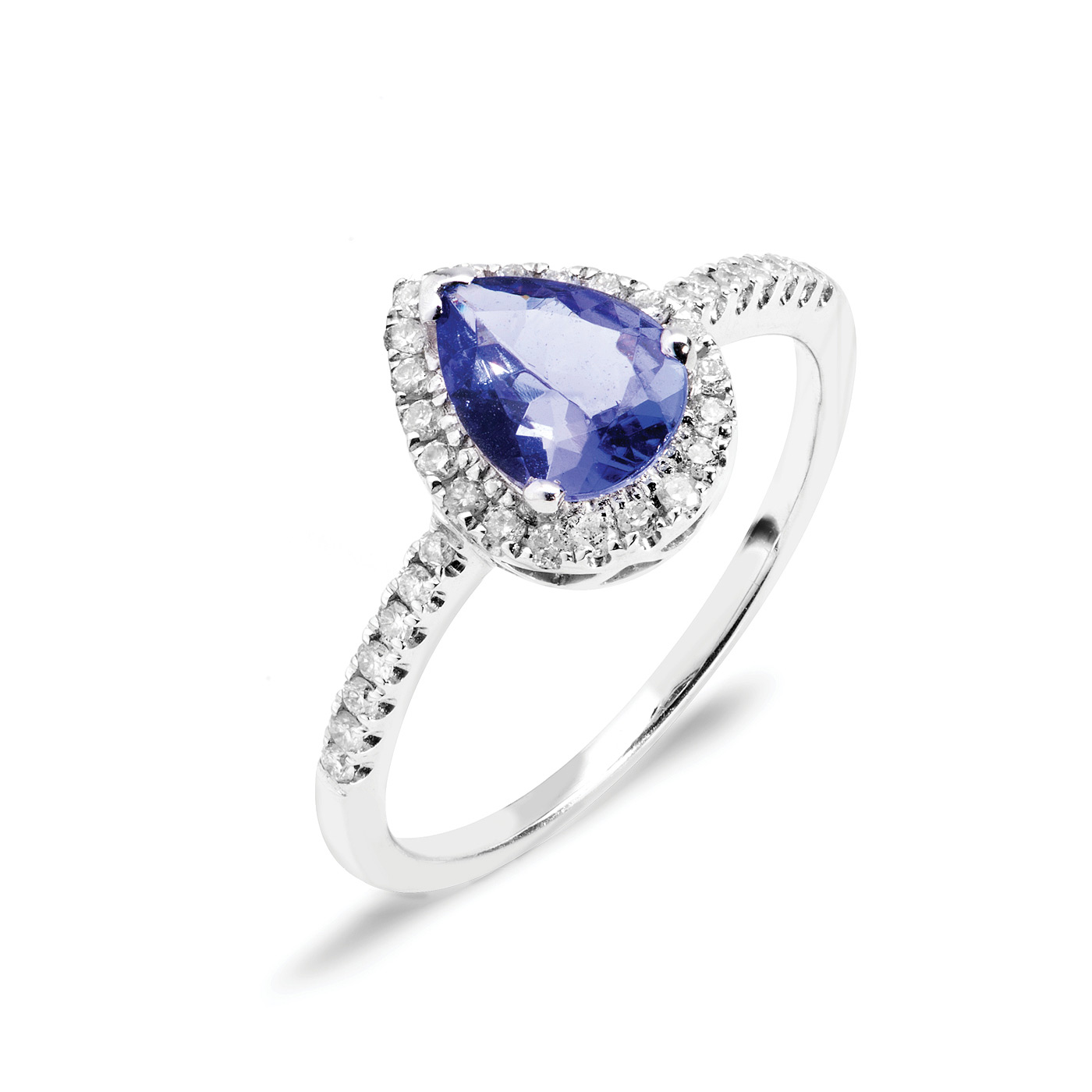 Anel de tanzanita e diamantes