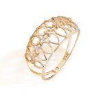 anel leaves com brilhantes em ouro amarelo