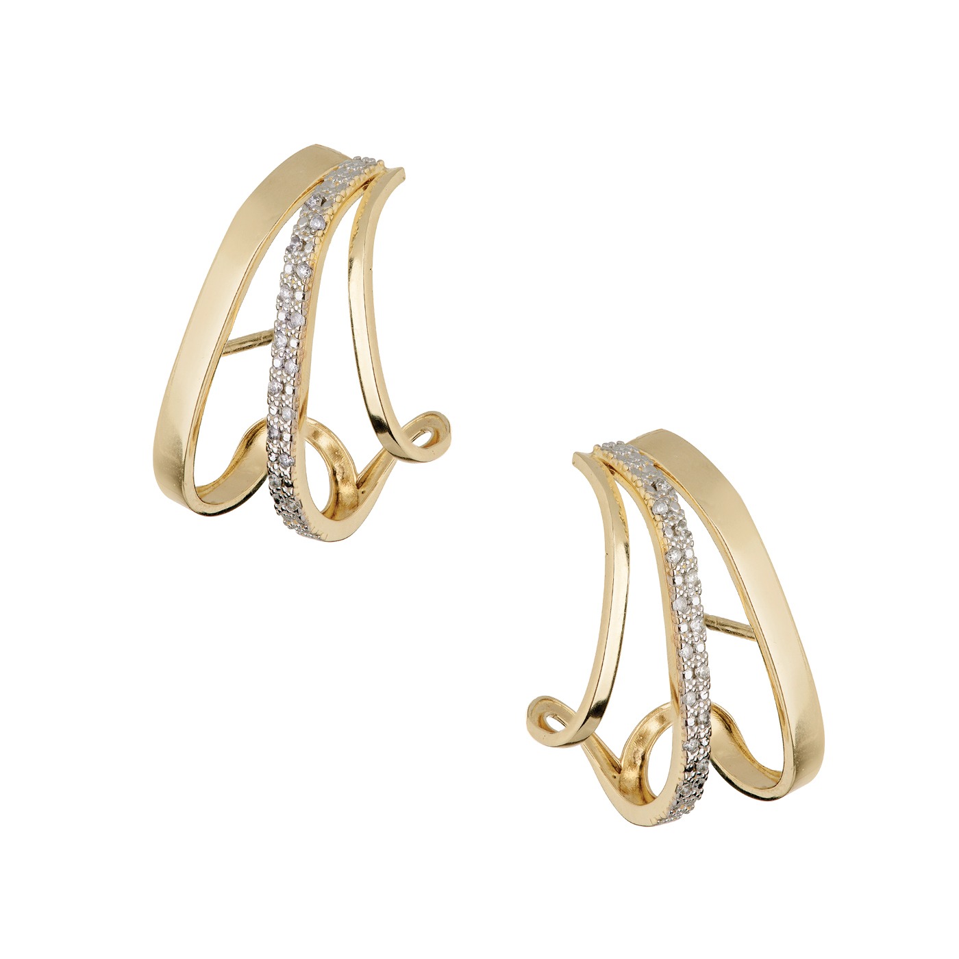Brinco argolas com diamante em ouro amarelo