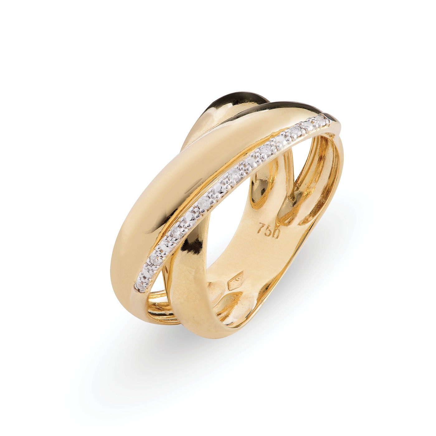 Anel argolas de brilhantes em ouro amarelo