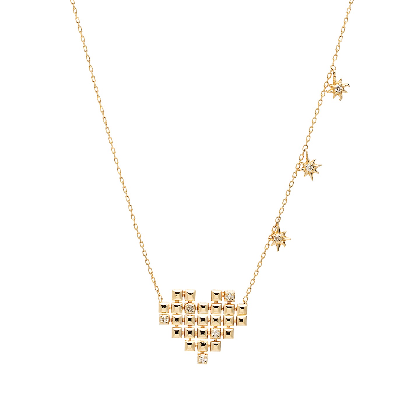 Colar Heart blocos em ouro amarelo