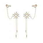 Earcuff Solar com correntinha em ouro amarelo