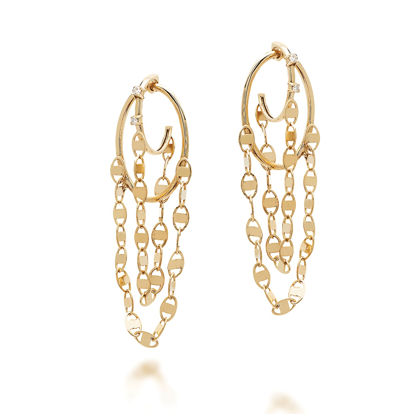 Brinco Argola e elos em ouro amarelo 18k