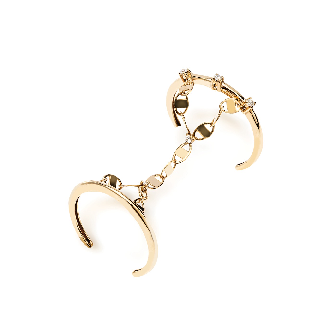 Anel Elos com brilhantes em ouro amarelo