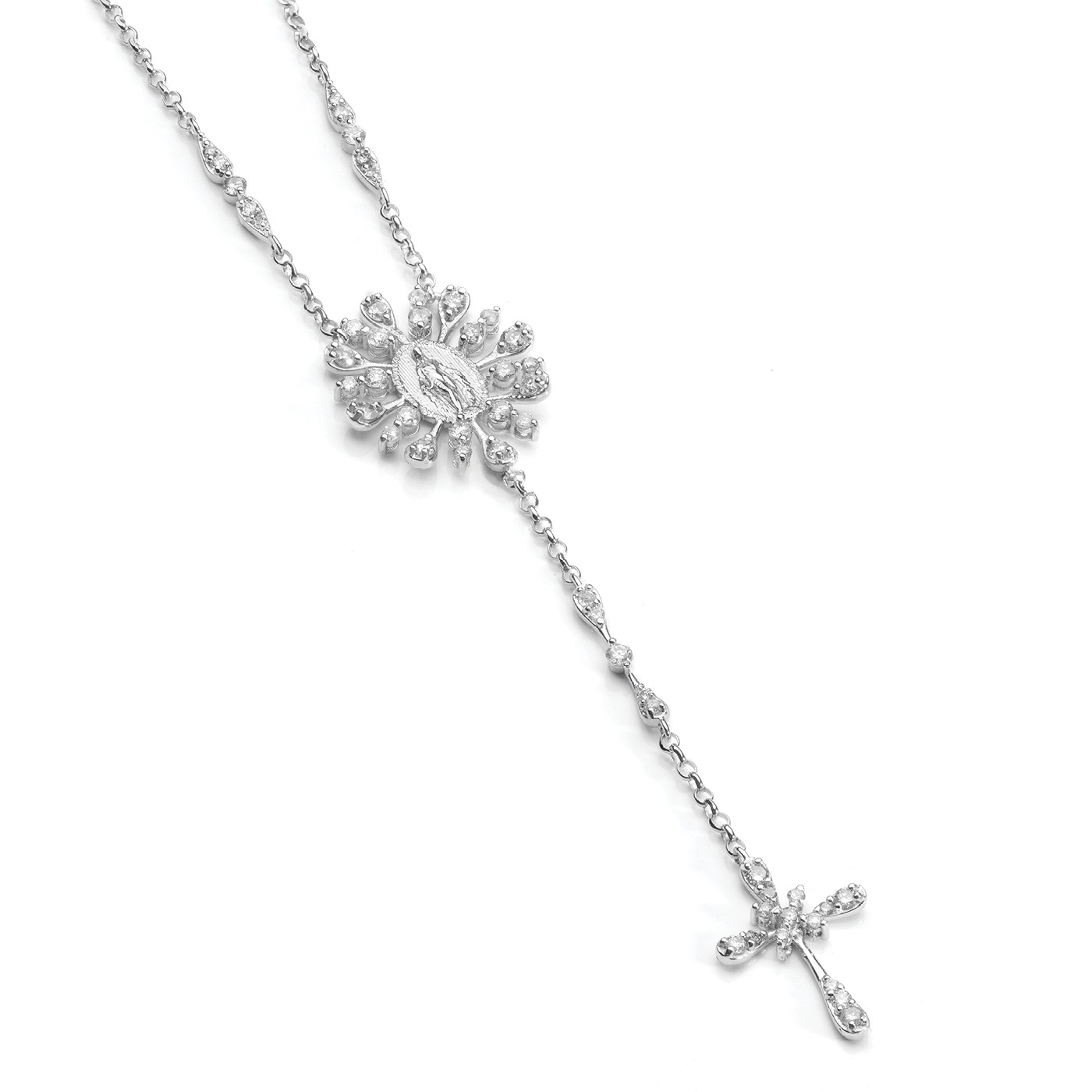 Terço de diamantes em ouro branco