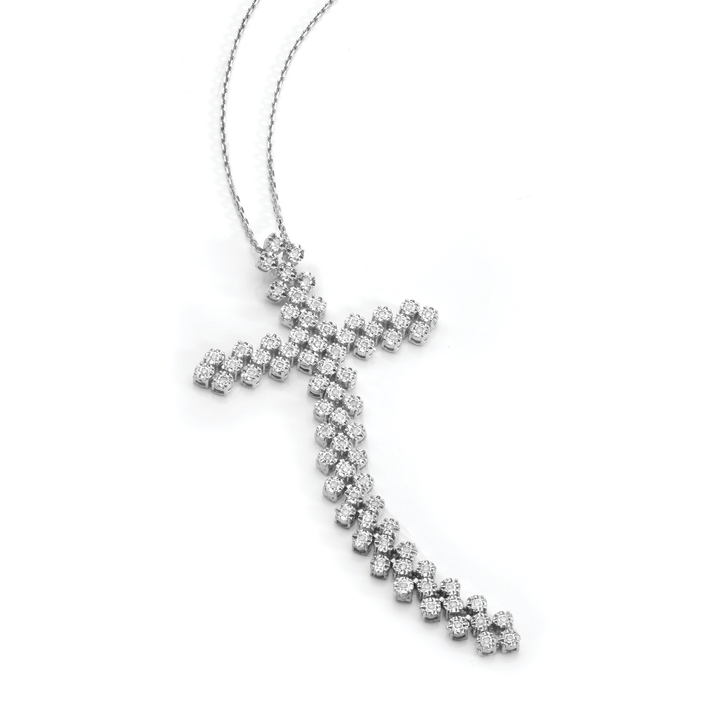 Colar Cruz Maleável de diamantes