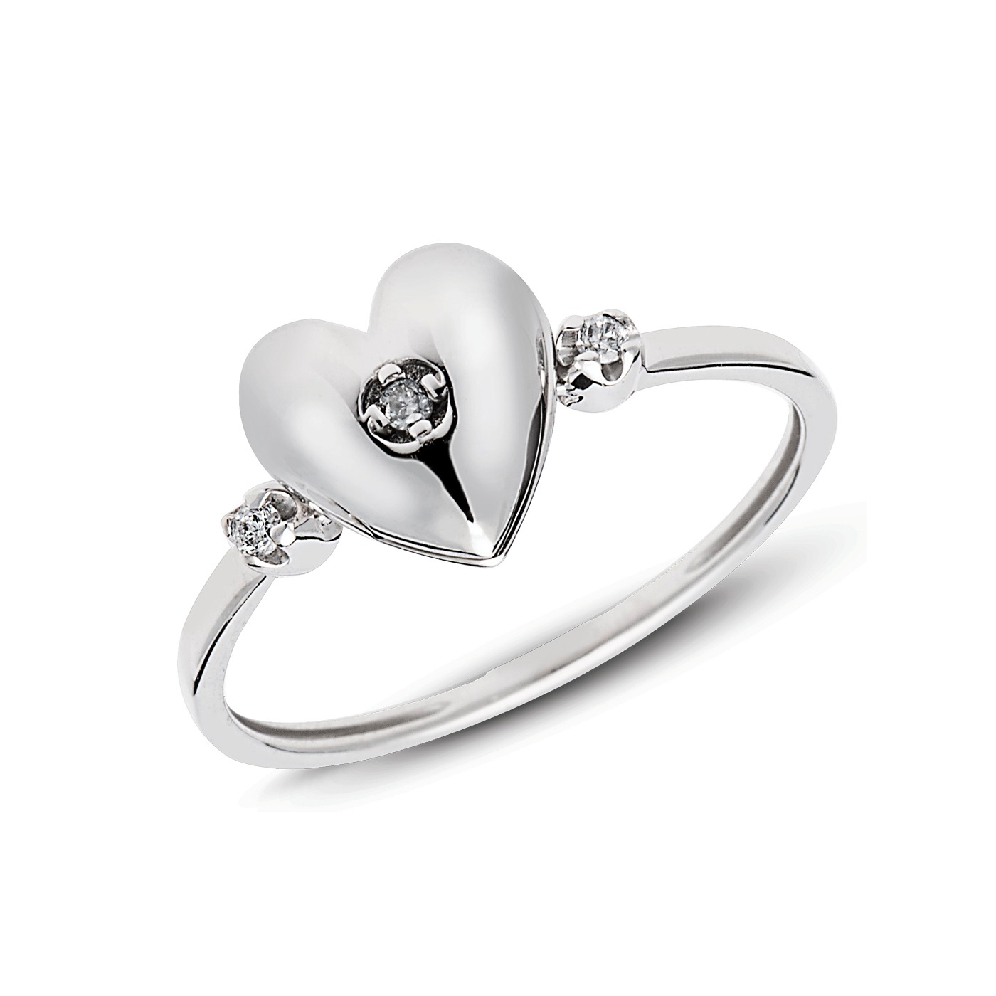 Anel relicário de coração e brilhantes em ouro branco